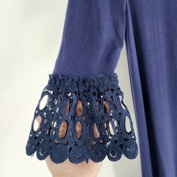 Lilly Pulitzer Ophelia Swing Shift Dress Crochet Lace Navy Blue XXS - Picture 4 of 11